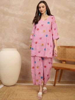 InWeave - Women Pink Casual Regular Fit Co-Ord Set