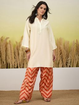 InWeave - Women Orange Casual Regular Fit Kurta and Salwar