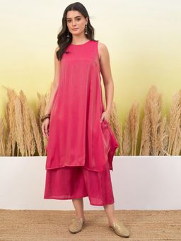 InWeave - Women Red Casual Regular Fit Kurta and Palazzo