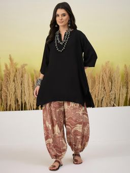 InWeave - Women Black Casual Regular Fit Kurta and Salwar
