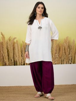 InWeave - Women White Casual Regular Fit Kurta and Salwar