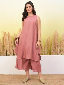 InWeave - Women Pink Casual Regular Fit Kurta and Palazzo