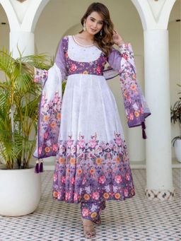 Odette - Women Lavender Wedding Regular Fit Anakarli Kurta and Pant with Dupatta
