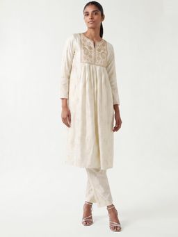 max - Women Off White Festive A-Line Fit Kurta and Pant