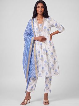 max - Women Off White Festive A-Line Fit Kurta and Pant with Dupatta
