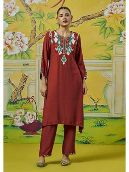 Lakshita - Women Rust Festive A-Line Fit Kurta and Pant