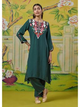 Lakshita - Women Teal Festive A-Line Fit Kurta and Pant