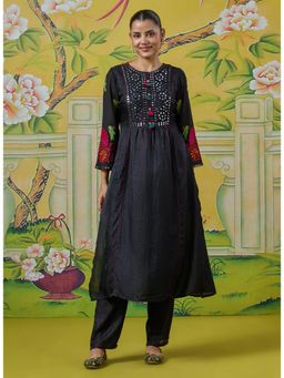Lakshita - Women Black Festive A-Line Fit Kurta and Pant