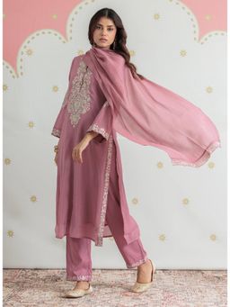 Lakshita - Women Pink Festive Straight Fit Kurta and Pant with Dupatta