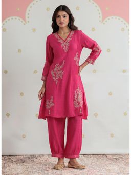 Lakshita - Women Pink Festive A-Line Fit Kurta and Salwar