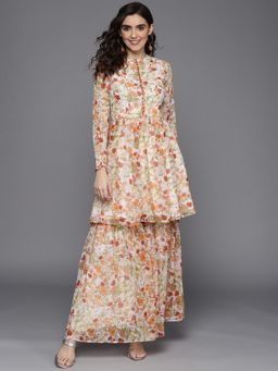 INDDUS - Women Multi-Color Wedding Peplum Fit Kurti and Sharara