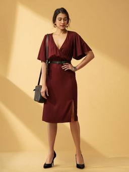 B77 - Kimi - Stylish Plunging Neck Organic Cotton Tencel Dress