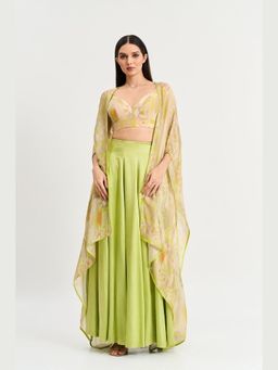 KOSWI - Women Green Chinon Geometric Capes