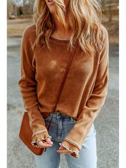 Errabelly - Brown Round Neck Long Sleeve Sweater