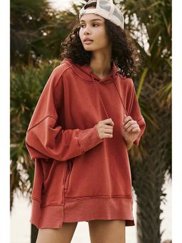 Errabelly - Red Clay Drop Shoulder Pocketed Baggy Drawstring Hoodie