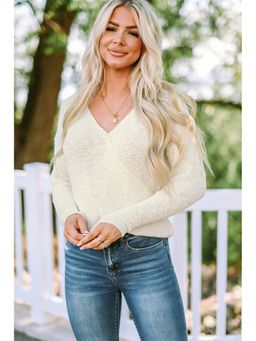 Errabelly - White wrap Backless Knit Sweater