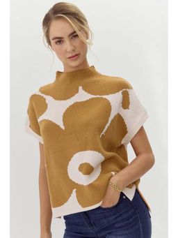 Errabelly - Camel Big Flower Pattern Sweater