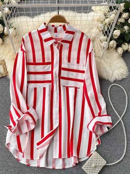 Alamode by Akanksha - Red Ibiza Striped Holiday Shirt