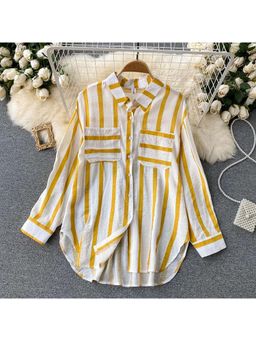 MISS MOSA BY AKANKSHA - Yellow Ibiza Striped Holiday Shirt