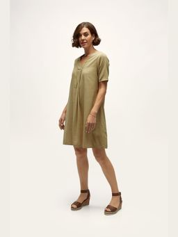 TERRA LUNA - Grace Beige Khadi Aline Mini Dress