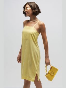 TERRA LUNA - Madone Yellow Khadi A Line Knee Length Dress