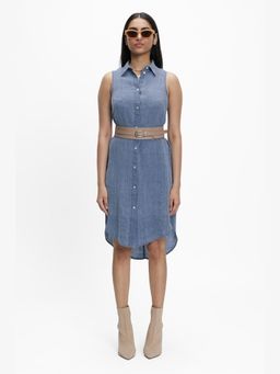 TERRA LUNA - Ruelle Indigo Linen Shirt Midi Dress