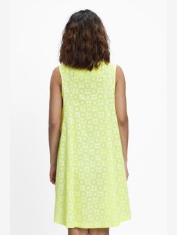 TERRA LUNA - Polaris Yellow Hand Block Printed A Line Mini Dress