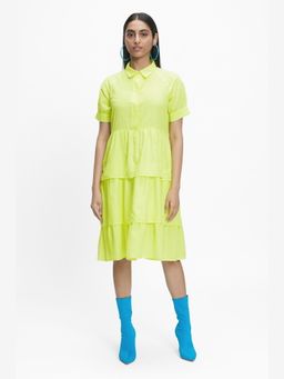 TERRA LUNA - Eden Yellow Khadi A Line Knee Length Dress