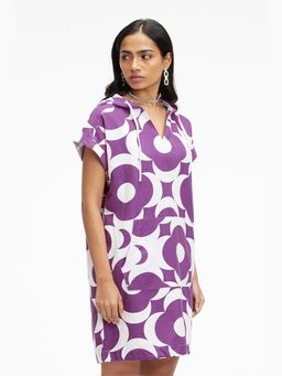 TERRA LUNA - Omnia Lavender Khadi Printed Aline Mini Dress