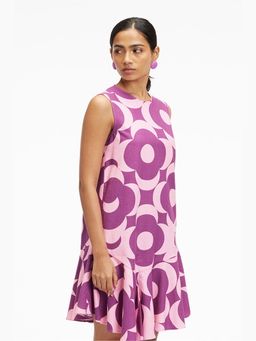 TERRA LUNA - Liv Lavender Khadi Printed A Line Mini Dress