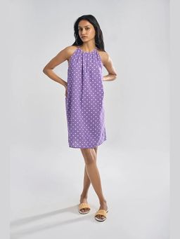 TERRA LUNA - Saba Lavender Khadi Printed A Line Midi Dress