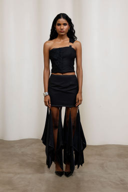 Advait - Kuro Black Top with Skirt
