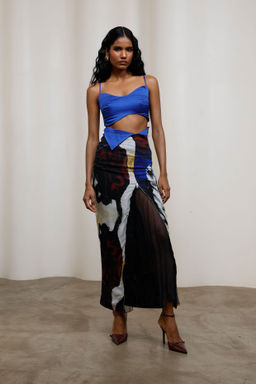 Advait - Kiyo Blue Top with Skirt