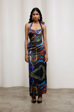 Advait - Saeri Tie-Up Multicolor Maxi Dress