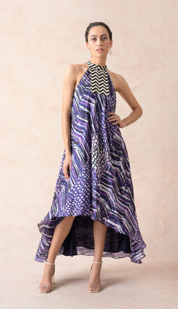 THETAA - Habutai Silk Hi Low Purple Maxi Dress