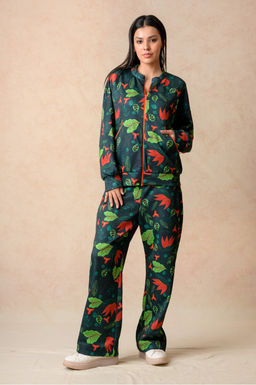 THETAA - Printed Green Jacket with Jogger