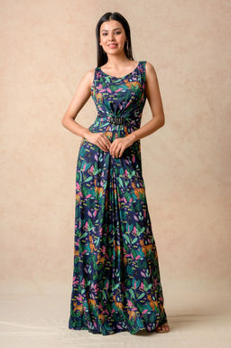 THETAA - Ruching Blue Maxi Dress