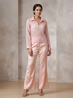 THETAA - Aura - Embroidered Satin And Organza Pink Co-Ord Set