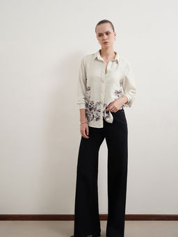 FABLE STREET - Viscose Floral Shirt - Off White