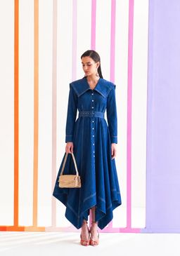Notebook - Women Blue Pippa Shirt Modest Maxi Dress