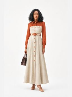 Notebook - Women Off White Anita Modest Maxi Dress With Belt
