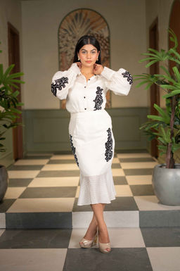 Sainy Garg Couture - Ivory Dominion Top with Skirt
