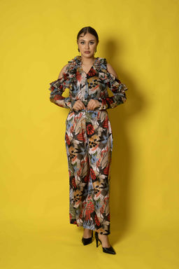 Sainy Garg Couture - Gulmarg Black Top with Pant