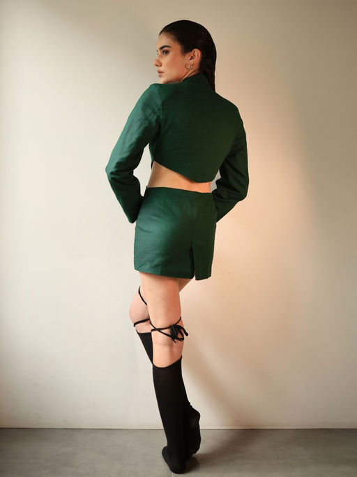 Buy SPELL BY SMOKESHOW Gaia Green Cutout Blazer Dress In Organic Cotton  Online