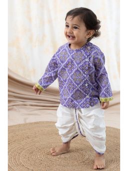 TIBER TABER - Purple Baby Boy Purple Bandhani Kurta with Dhoti
