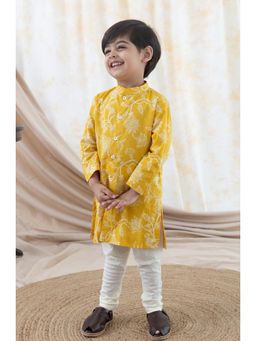 TIBER TABER - Yellow Boy Floral Kurta with Pyjama