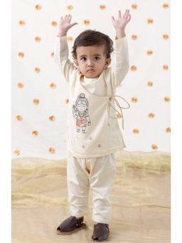 TIBER TABER - Cream Baby Boy Shiv Pyjama with Kurta