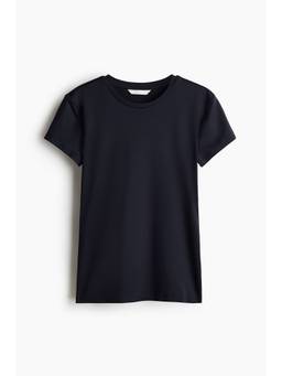 H&M - Women Navy Blue Fitted Microfibre T-Shirt