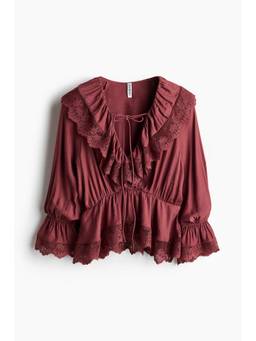 H&M - Women Red Flounced Peplum Blouse