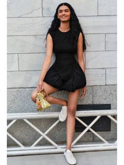 H&M - Women Black Bubble-Hem Twill Dress